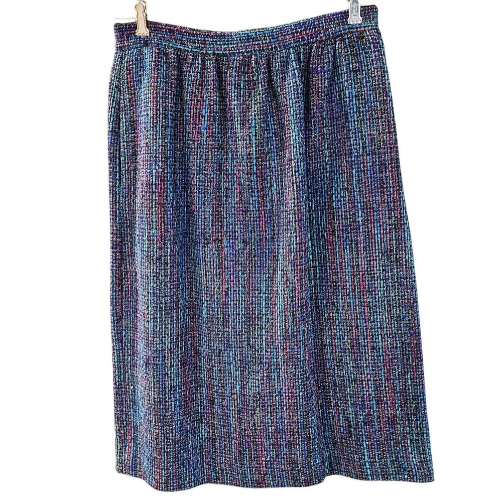 Vintage Doncaster Silks Multicolor Woven Tweed Straight Office Midi Skirt 12